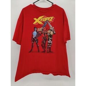 Marvel X-Force Deadpool Cable Domino Red Graphic T-Shirt Size‎ 3XL Comic